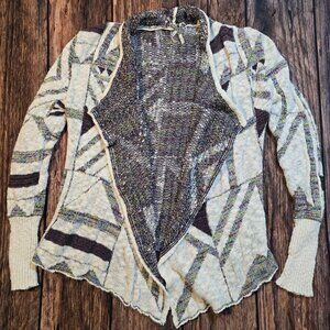 BKE Open Front Long Sleeve Cardigan Sweater Western Boho City Cowgirl Women's XS